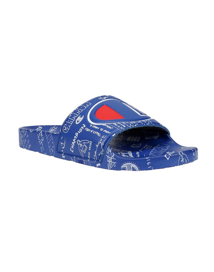 Champion Ipo Doodle Badslippers Heren - Blauw - Belgie 7658TAISQ